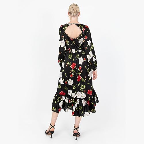 Robe longue fleurie fluide coupe empire pour affiner la silhouette chic