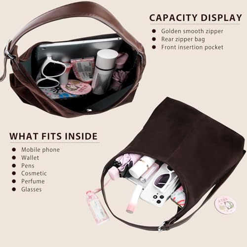 Set 2 Bolsos de Ante Marrón para Mujer con Correa Ajustable miniatura 5