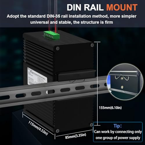 Image of Industrial 16 Ports L2 Managed Gigabit PoE Fiber Switch with 4 1000Base-X SFP Slots Layer 2+ Web Management Din Rail Network Switch 802.3at 30W Support QOS, VLAN, Ring Network, IGMP 48-57V DC Input