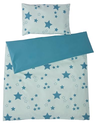 Bio Kinderbettwäsche 100% Bio-Baumwolle (kbA) GOTS zertifiziert, Sterne Mint, 100 x 135 cm / 40 x 60 cm, Perkal-Stoff – Bild 3