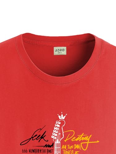 Image of ADRO Guitar Design Printed T-Shirt for Men - 100% Cotton, Regular Fit, Soft Breathable Fabric.
