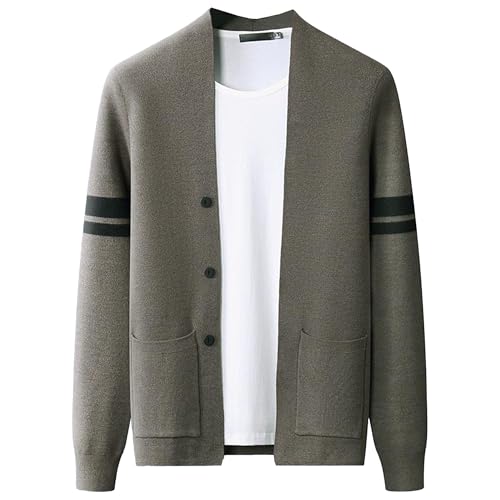 Cardigan col en V en laine mélangée pour homme | Gilet boutonné automne