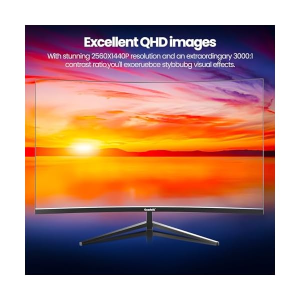 Gawfolk 32 Zoll QHD Curved Monitor 75Hz, 1440P Home Office Business PC Bildschirm, 1500R Computer Monitor Gaming unterstützt VESA – Bild 4