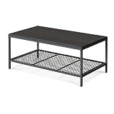 Novilla Mesa de Centro salón, Estilo Industrial Minimalista, Mesita de café con Malla Decorativa, 45x110x60 cm (Alto-Ancho-Fondo), para Sala y Oficina (Malla metálica, Negro Clásico)