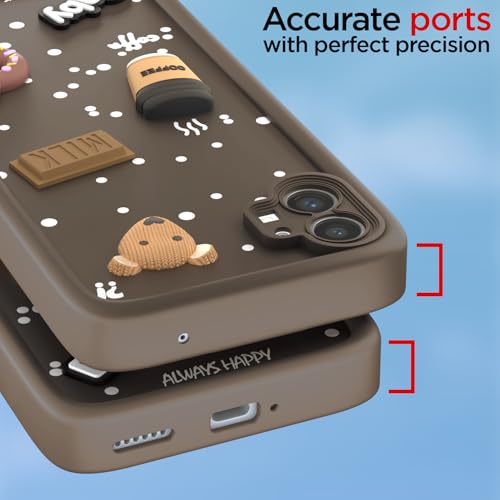 Image of Pikkme Back Cover for Nothing Phone 1 | Cute Fun Cartoon 3D Bear Silicone Full Body Protection Bumper Case (Brown)