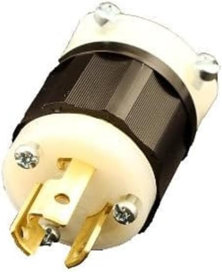Leviton 4770-C 15 Amp, 277 Volt, NEMA L7-15P, 2P, 3W, Locking Plug, Industrial Grade, Grounding - Black-White