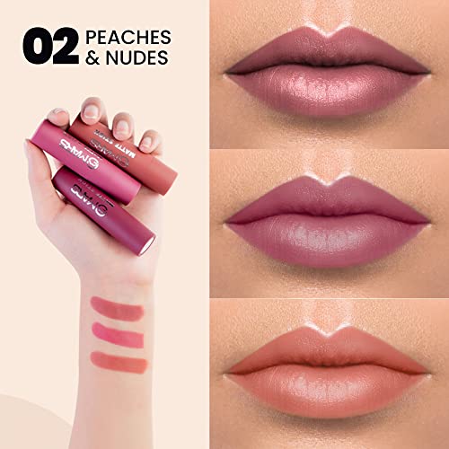 MARS Matte Box Set of 3 Lipsticks for Women | Long-Lasting | Smooth Finish | Moisturising | One Swipe Pigmentation (3x3.2 gm) (02-Peaches & Nudes) - Image 2