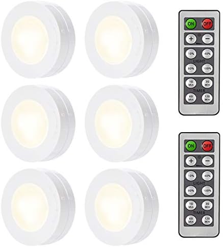 ARVIDSSON Wireless LED Under Cabinet Light with Remote Control, Battery Operated Under Counter Lighting, LED Puck Lights 6 Pack