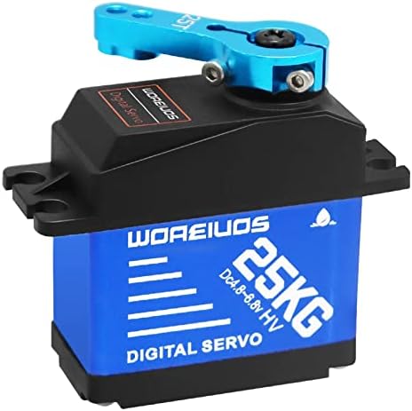 WOAEIUOS 25KG RC Digital Servo, High Torque Waterproof Metal Gear Servo with 25T Servo Horn 1/10 1/12 RC Car RC Crawler Robot Boat