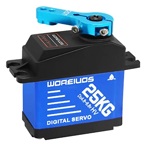 Woaeiuos 25Kg Rc Digital Servo, High Torque Waterproof Metal Gear Servo With 25T Servo Horn 1/10 1/12 Rc Car Rc Crawler Robot Boat #TOP3