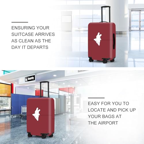 Image of Burgundy Rabbit Luggage Protector, Washable Suitcase Cover Simple Animal Pattern Anti-scratch for 32 inch,34 inchBag
