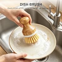 Bamboo Dish Scrubber 2 Pack Kitchen Brushes for Dishes Cleaning — image 4