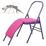XIVUIFOI Backless Folding Yoga Chair for Headstand&Handstand Training,Inversion Stool for Restorative Flow and Back Pain Relief (Purple PU)