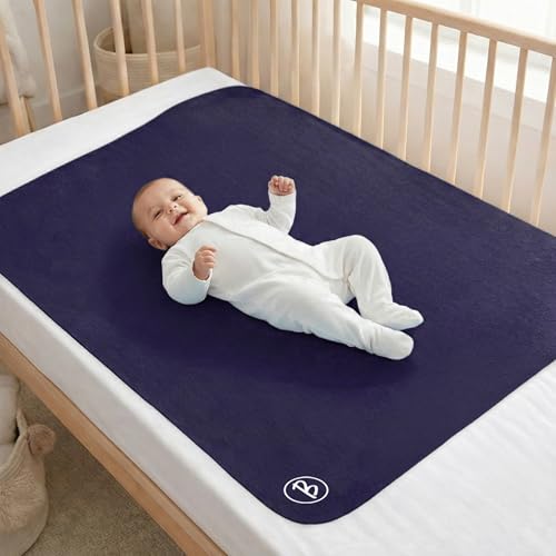 Image of Btag Baby Waterproof, Super Soft Fast Drying Mattress Protector | Extra Absorbent, Anti-Itching Sheet for New Born,Toddler (Size 70x100 cm, Pack of 1, Dark Blue)