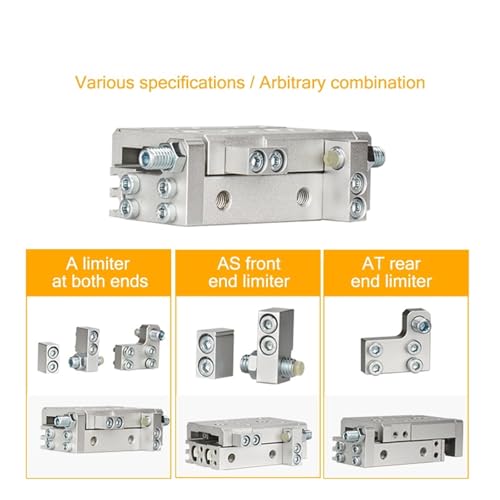 Rail de guidage de cylindre coulissant MXS6 avec course variable 10 à 50mm