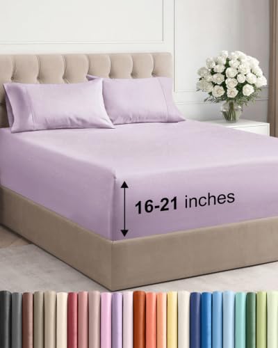 Image of Extra Deep Pocket King Sheet Set - Breathable & Cooling - Light Lavender