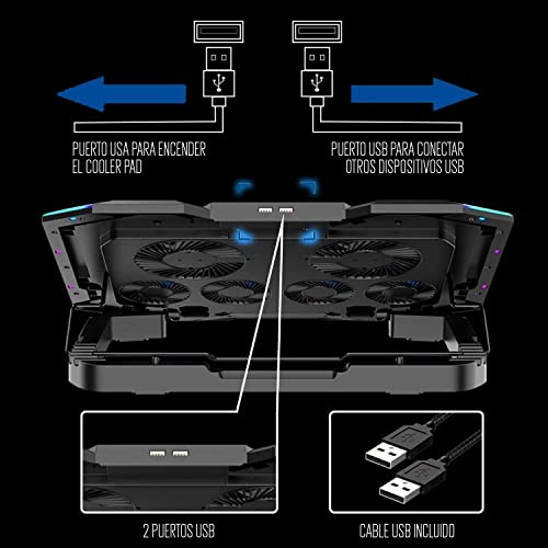 Variante de Ewent base refrigeradora portatil 6 ventiladores RGB