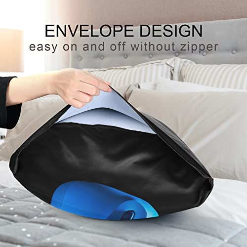 Oyihfvs Video Game Joystick Gamepad In Blue Neon Lights Isolated On Black Silky Satin Pillowcase For Hair And Skin, Soft Bed Pillow Cover, Decorative Silk Pillow Cases, Queen Size 20X30 Inches #TOP5