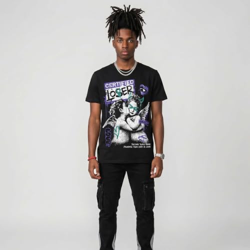 Image of DopeSkill Graphic Tee Streetwear Hip Hop Hypebeast Street Style Crew Neck Unisex T-Shirt Sneaker Colour Matching Shirts Angel