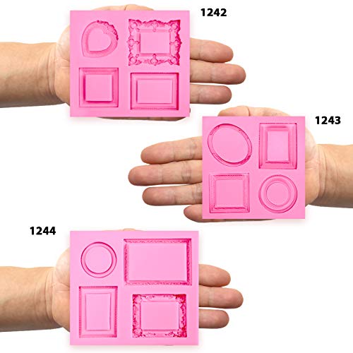 Large Mirror Frame Candy Silicone Mold 2Inch Medium, 3 In Set For Sugarcraft, Cake Decoration, Cupcake Topper, Chocolate, Fondant, Jewelry, Polymer Clay, Epoxy Resin, Crafting Projects #TOP4