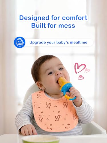 Image of Kidbea Organic Cotton Baby Bib, Adjustable Snap Closure Soft Absorbent Feeding Bibs Apron for Newborns & Infants Child With Cute Prints | Reusable Baby Essential
