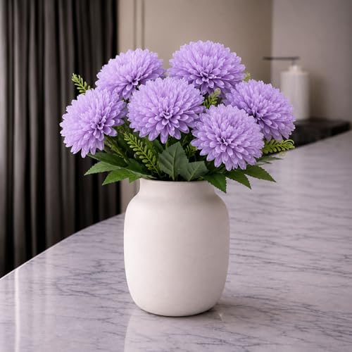 Image of Art Street Artificial Chrysanthemum Flower Bunch| Silk Purple Hydrangea Flower for Home| Bedroom, Living Room & Office Decoration |11 Inch (Without Vase)