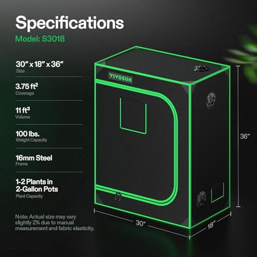 Image of VIVOSUN 30 inchx18 inchx36 inch Mylar Hydroponic Grow Tent with Observation Window and Floor Tray for Indoor Plant Growing