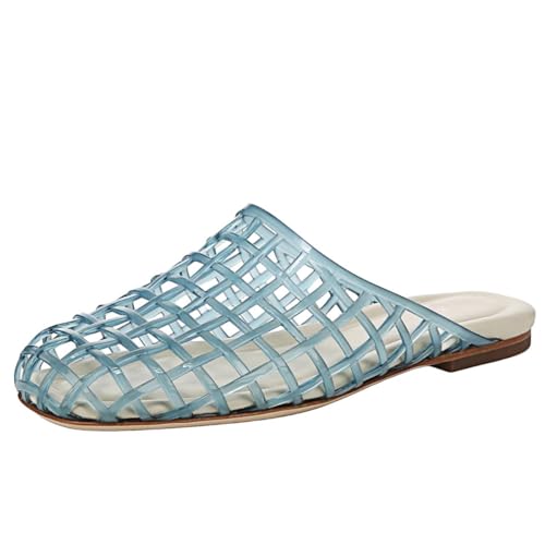 Image of Jelly Shoes for Women Jelly Mesh Flat Sandals Closed Toe Round Toe Slides Flats Slip on Summer Slippers Mules