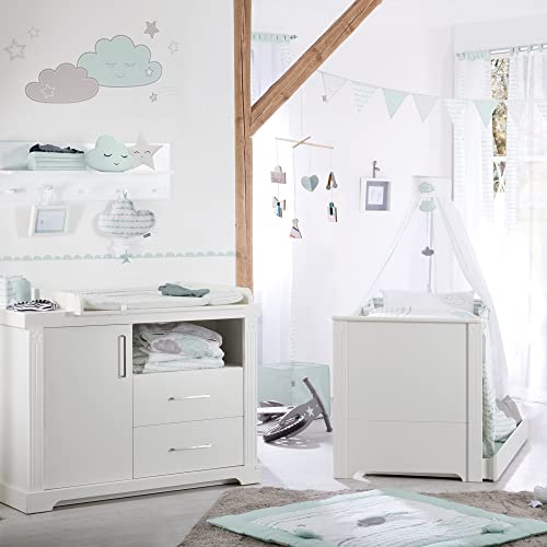 roba Kindermöbelset 'Maxi‘, 2-tlg inkl. Kombi-Bett, 70 x 140 cm und breiter Wickelkommode, weiß