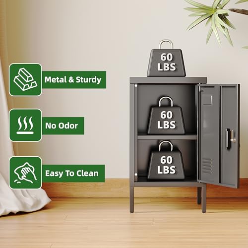 Image of Aobabo 24.4 inch H Metal Locker Storage Cabinet with Lock,1 Doors Storage Cabinet with Adjustable Leveling Foot and Adjustable Shelves, Lockers for Home, Office, Assembly Required, Black