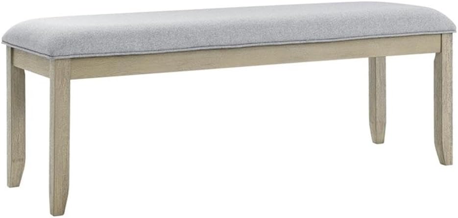 Pemberly Row Backless Dining Bench, 54 in Wide, Polyester Upholstered, Brown Finish, Solid Asian Hardwood, 5 in Memory Foam Cushion, Modern Style Seating for Kitchen, Dining Room, Office or Bedroom