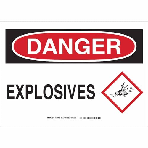 Panneau de danger explosives Brady 131776 pour éviter les accidents en zone industrielle