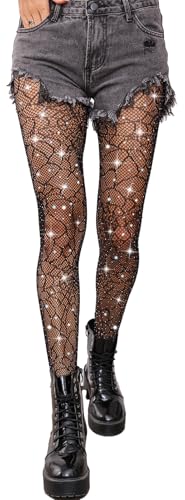 Image of Sparkly Tights, Spiderweb Tights, Sexy High Waist Sparkly Fishnet Tights - Premium Women's Stretchy Fishnet Stockings for Women, Trendy and Comfortable Halloween