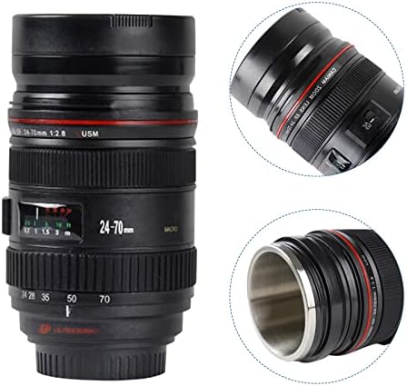 Camera Lens Mug, Coffee Mug, Travel Mug, Coffee Cup, Stainless Steel Mug, 420ML Lens Mug, Gift for Friends Photographers Black