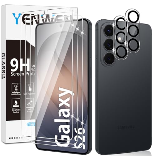 Yenwen Verre Trempé pour Samsung Galaxy S26 5G, 3 Pièces Protection écran Film et 2 Pièces Caméra Arrière, 2.5D Vitre Protecteur pour Samsung S 26, Anti Rayures,...