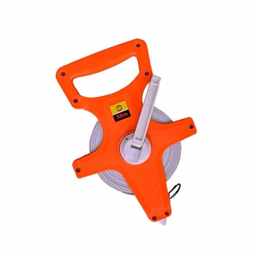 Tape Measure 30M 50M 100M Fiberglass Open Reel Measuring Metric Imperial, Moisture and Rust Resistant, Easy-Wind Drum, for Landscaping and Surveying