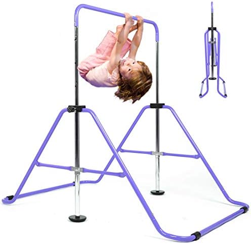 WATBKHE Kids Gymnastics Bar Gymnastic Equipment for Home Adjustable Height Gymnastic Training Bar Gymnastic Stuff for 3-7 Years Old Girls (Purple)