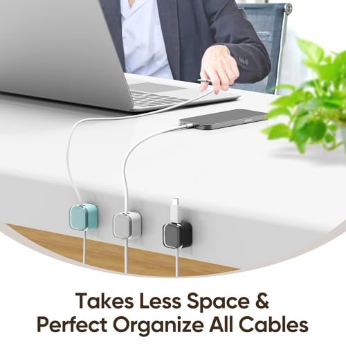 9-Pack Magnetic Cord Holder,Magnetic Cable Clips Strong Adhesive Desk Cable Management ,Cable Management Cord Holder Organizer for Home Office Desk Phone Car Wall Desktop Nightstand (Black)