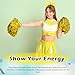 Hotop 3 Pcs 10 in Cheerleading Pom Poms and Large Cheerleader Hair Bow Cheer Pompoms Cheerleading Accessories for Sport Events Dance Party Basketball Football Team(Gold,Glitter)