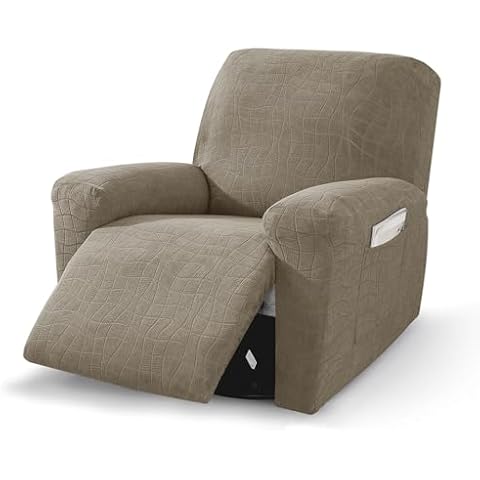 MAXIJIN Waterproof Recliner Covers for Large Recliner 3 Pieces Oversized Recliner Chair Covers, Washable Lazy Boy Reclining Slipcovers with Pockets for Pet, Kids (XL Recliner, Khaki) Cover