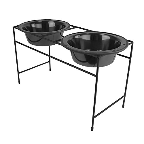 Platinum Pets Double Diner Feeder with Stainless Steel Dog Bowls, 6.25 cup/50 oz, Black Chrome
