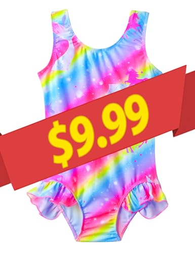 Image of Snowheart Girls Bathing Suit Toddler Swimsuit Girl Hawaiian Floral Ruffle One-Piece Breathable Swimwear 4-10T
