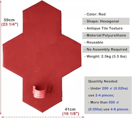 Molde de hormigón texturizado hexagonal para moldes de cemento de terrazas y aceras 5