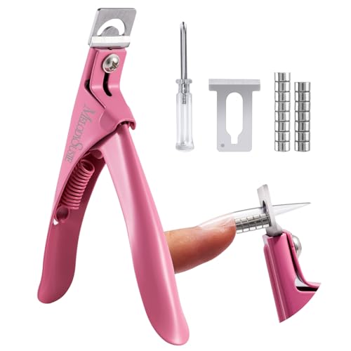 Image of MelodySusie Acrylic Nail Clippers with 15pcs Magnet Sizers, Professional Nail Cutters for Long Acrylic Gel Nails Tips, Adjustable Stainless Nail Trimmer, Manicure Tool for Salon Home, Dark Pink