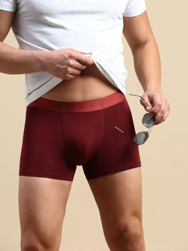 Image of KOFFY Men's Stretchable Cotton Lycra Long Trunk with C-Type Front Open | Wrinkle-Free | Ultra-Soft Elastic