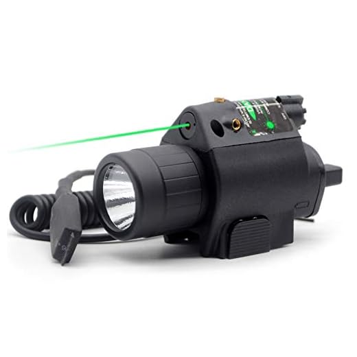 TRIROCK Lampe torche LED avec interrupteur à pression et rail Picatinny de 20 mm (vert)