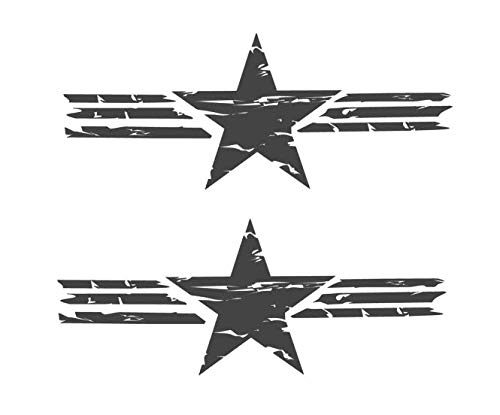 Autocollant rétro étoile américaine noir mat anti-bulles style militaire pour carrosserie