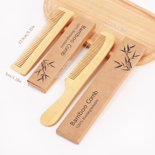 8 Peines de Madera de Bambú Natural hechos a mano miniatura 6