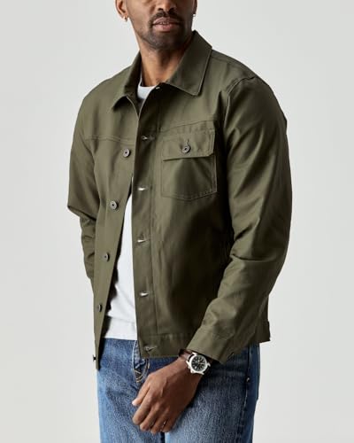 Image of Huckberry Flint and Tinder Dry Wax Trucker Jacket, Unlined Mens Lightweight Cotton Jacket