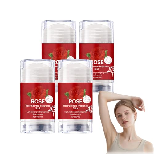 Rose-Scented Fragrance Stick Stick przenośne perfumy dla kobiet, długo utrzymujące się zapachy, balsam do perfum, lekki i nieklejący się, krem z różowymi zapachami (4 szt.)